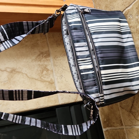 LUG Flare Striped Stylish Black, Gray, Tan Womans Crossbody Bag - Picture 12 of 14